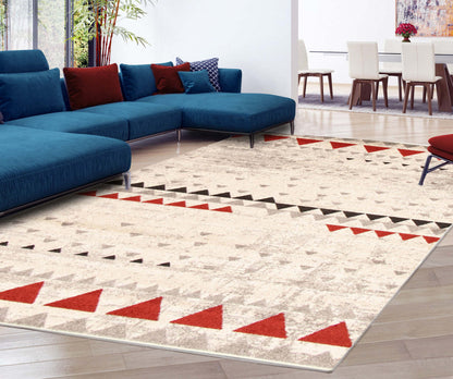 Tapis Raja Ivoire-Rouge - 7'10 x 10'2|Carpette Raja ivoire-rouge - 7 pi 10 pox 10 pi 2 po| D2A56QRI