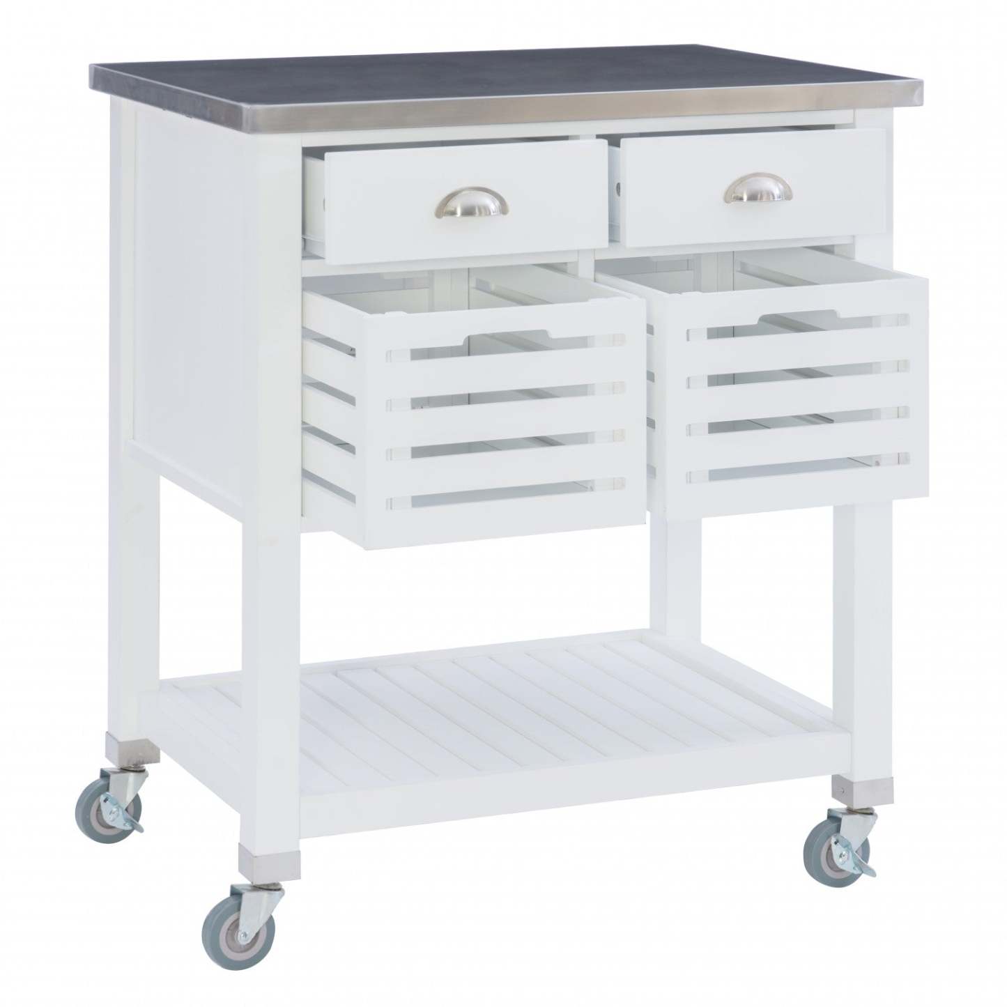 Robbin Wood Kitchen Bar Cart Storage - White|Chariot-bar de rangement Robbin en bois pour la cuisine - blanc