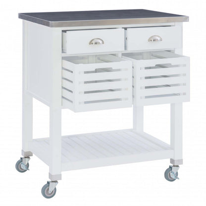 Robbin Wood Kitchen Bar Cart Storage - White|Chariot-bar de rangement Robbin en bois pour la cuisine - blanc