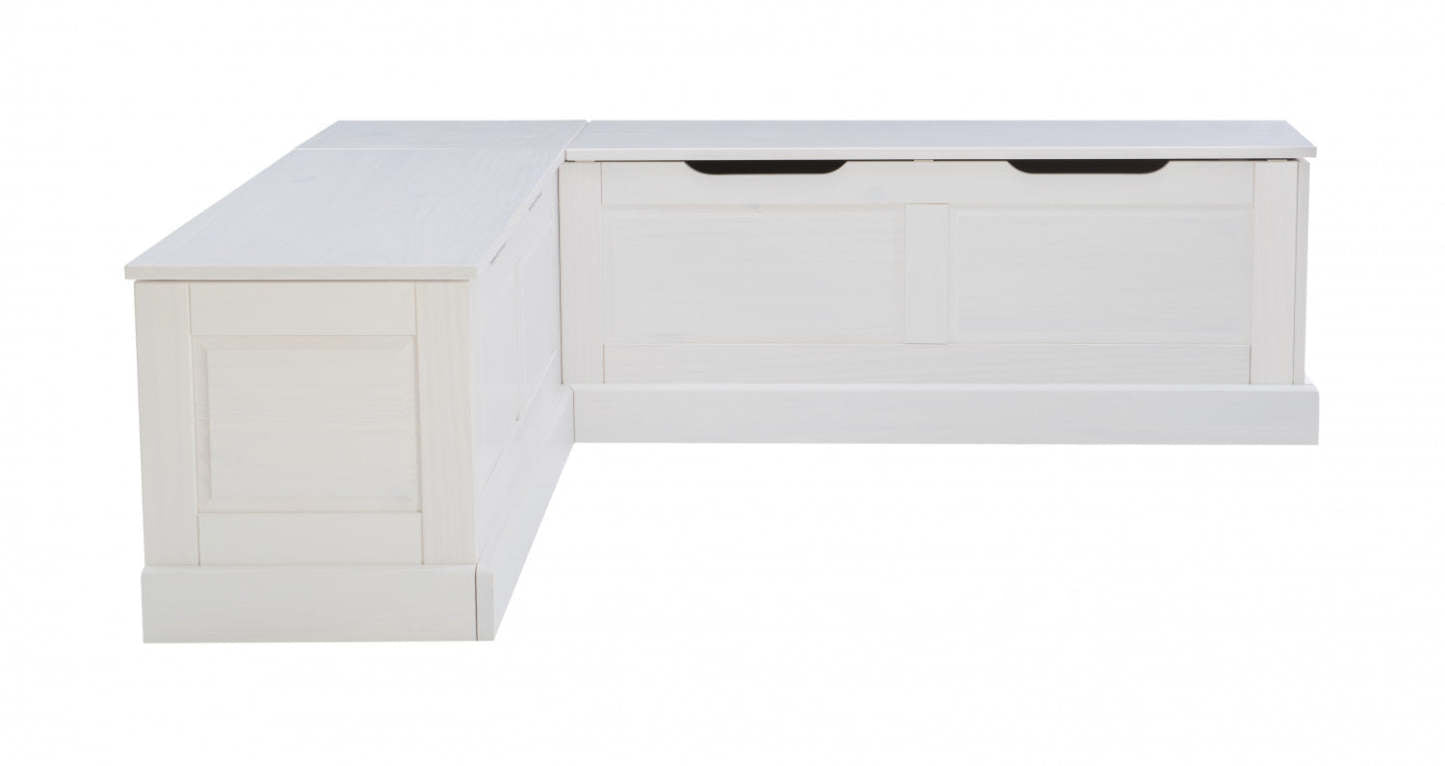 Tobin Dossier Corner Nook Dining Bench - Blanc|Banc de salle à manger en coin Tobin sans dossier - blanc