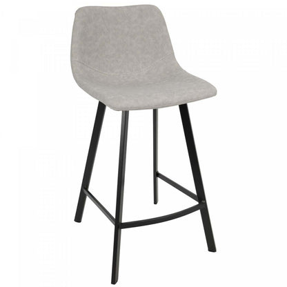 LumiSource Outlaw Grey Faux Leather Industrial Counter-Height Stool - Set of 2|Tabouret industriel Outlaw de hauteur comptoir en similicuir gris - ensemble de 2