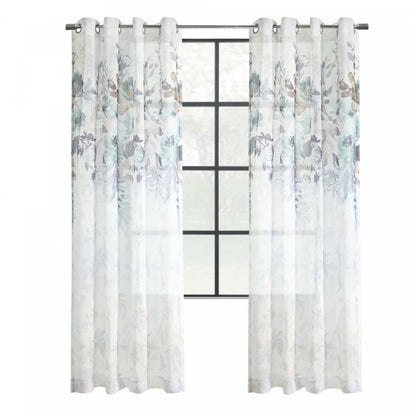 Habitat Floralie Olive Light Filtering Grommet Curtain Panel - 52 x 84|Panneau de rideau filtrant la lumière à œillets Floralie olive d'Habitat - 52 x 84