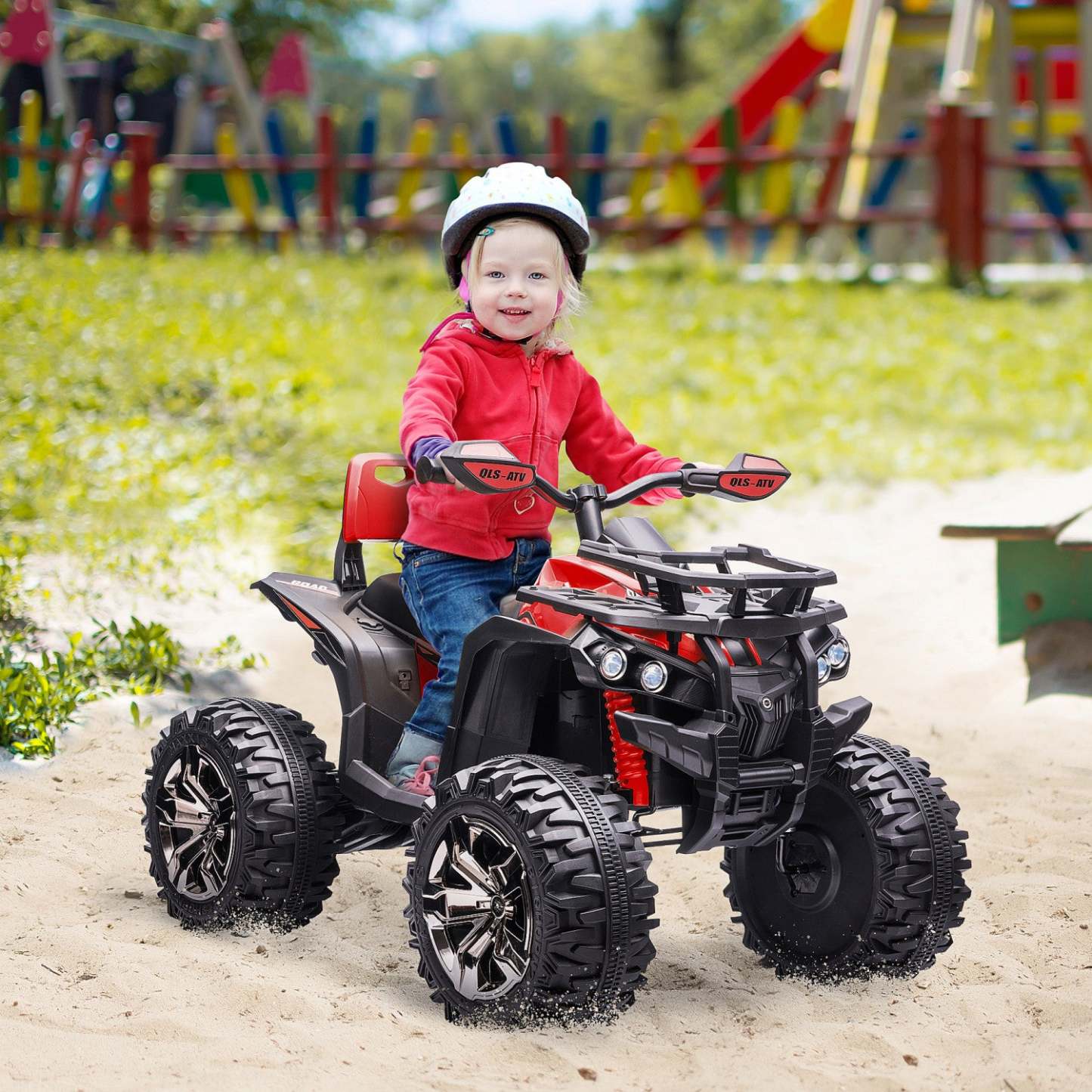 Aosom Voiture Quad A Quatre Roues Pour Enfants 12 V Avec Phares De Travail Mp3 Reels, Moto Alimentee
