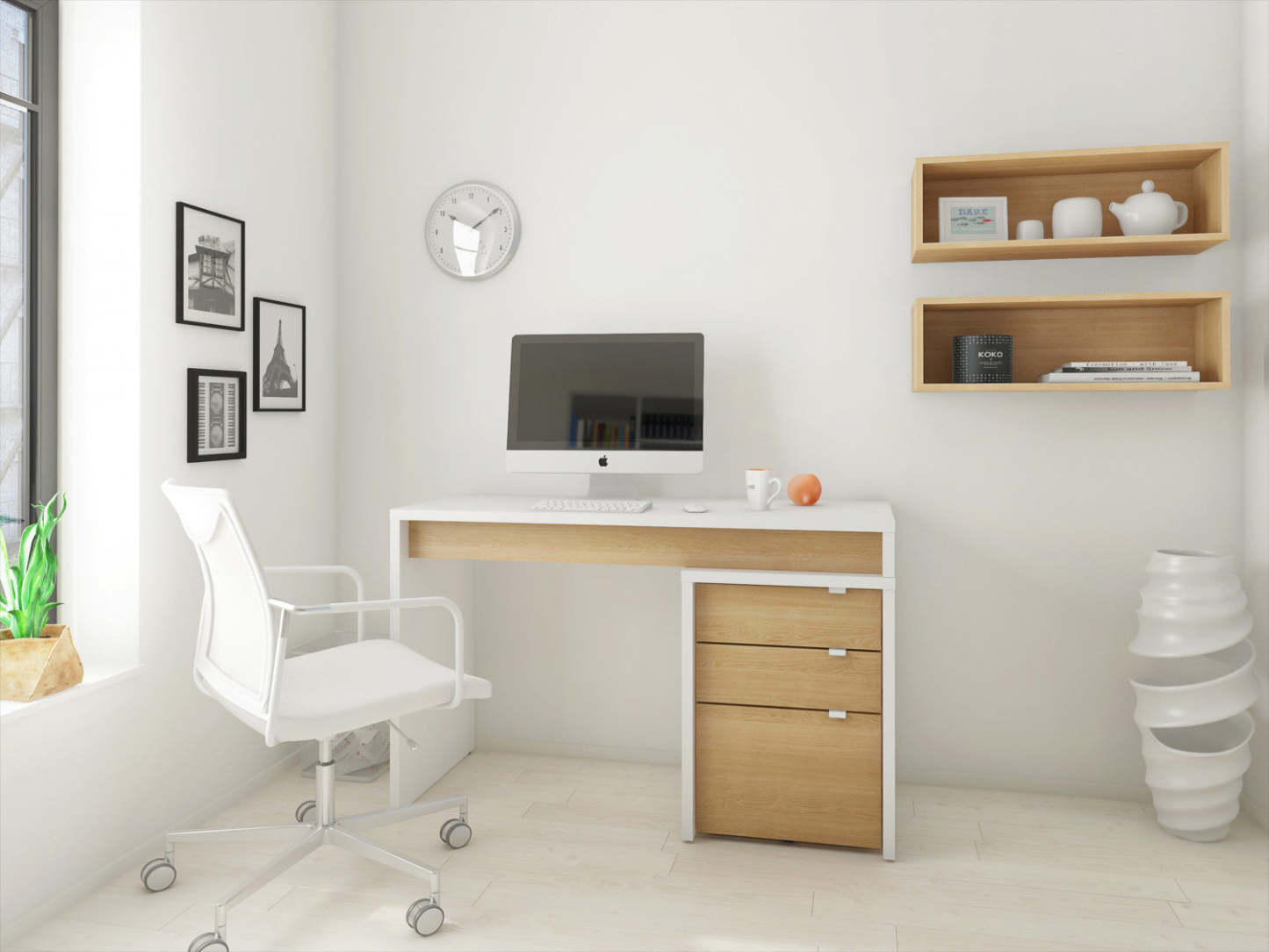 Nordika Chrono Classeur - Blanc/Érable Naturel | Classeur Chrono Nordika - blanc et érable naturel | D08HX8XM