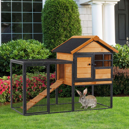 Pawhut Maison Pour Animaux De Compagnie En Bois Et Metal Surelev Clapier Pour Lapin Cage Pour Lapin