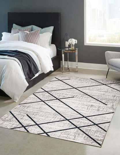 Tapis Damali ivoire/bleu lavable en machine - 3'0 x 5'0|Carpette Damali ivoire et bleue lavable à la machine - 3 pi 0 po x 5 pi 0 po|D86FFQBJ