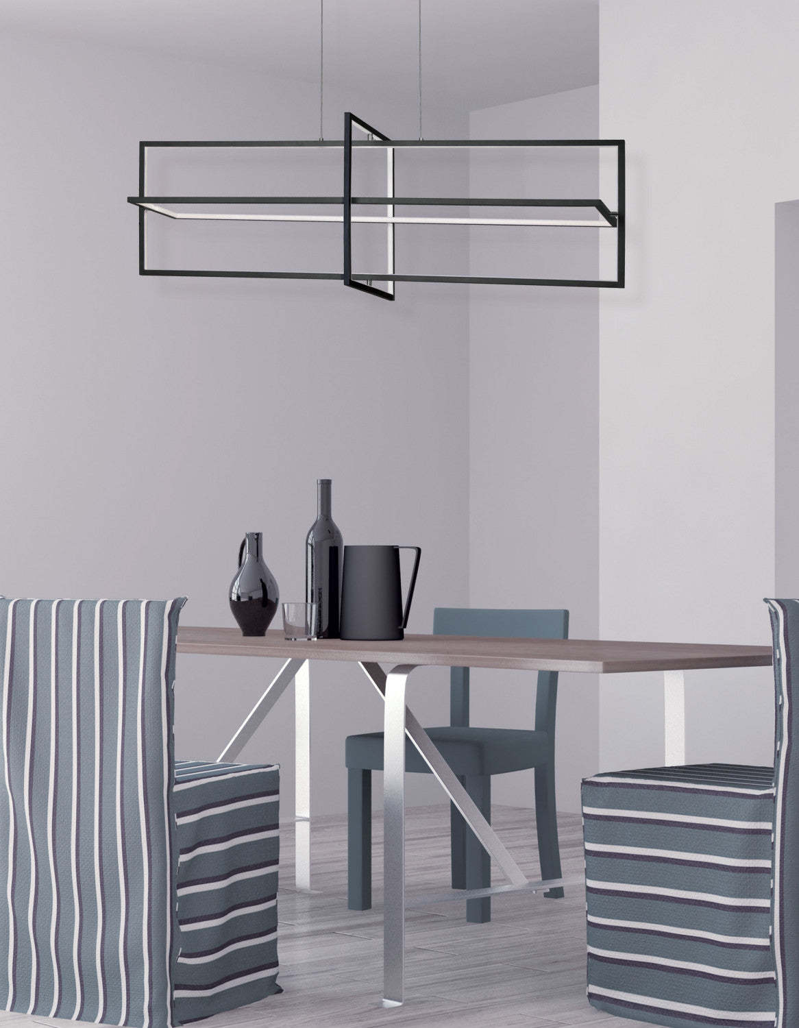 Dainolite Hildegard Horizontal Chandelier 55w Matte Black White Acrylic Diffuser Lamp|Lustre horizontal Hildegard de Dainolite en acrylique blanc qui diffuse la lumière, avec fini noir mat et ampoule de 55 W