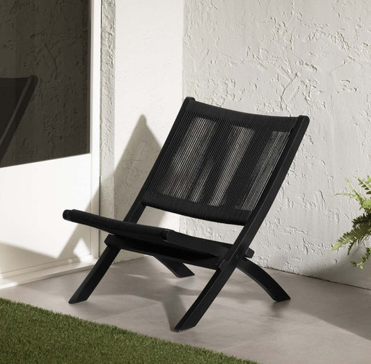 Agave Wood Rope Lounge Chair - Noir|Fauteuil de détente Agave en bois et en corde - noir