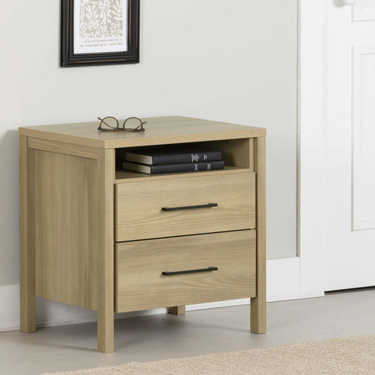 Gravity 2-Drawer Nightstand - Frêne naturel|Table de nuit Gravity à 2 tiroirs - frêne naturel
