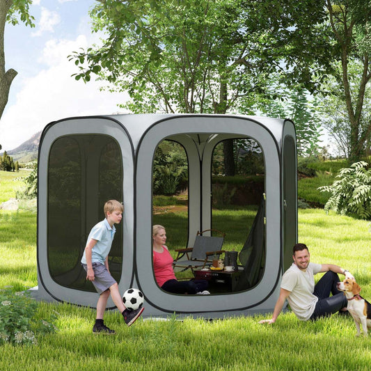 Outsunny Tente Écran Pop Up 11ft, Gazebo de Camping Upf50+ Avec Sac de Transport