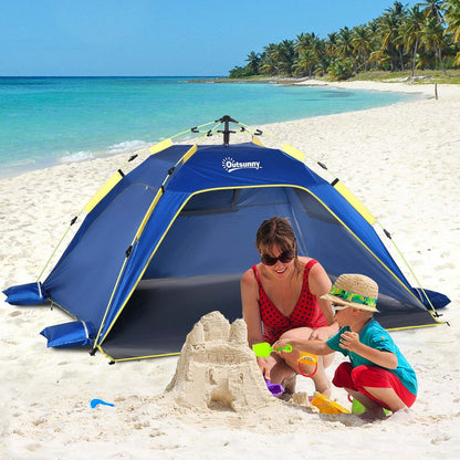 Outsunny 1-2 Personne Pop Up Tente, Abri De Soleil Exterieur, Bleu Fonce
