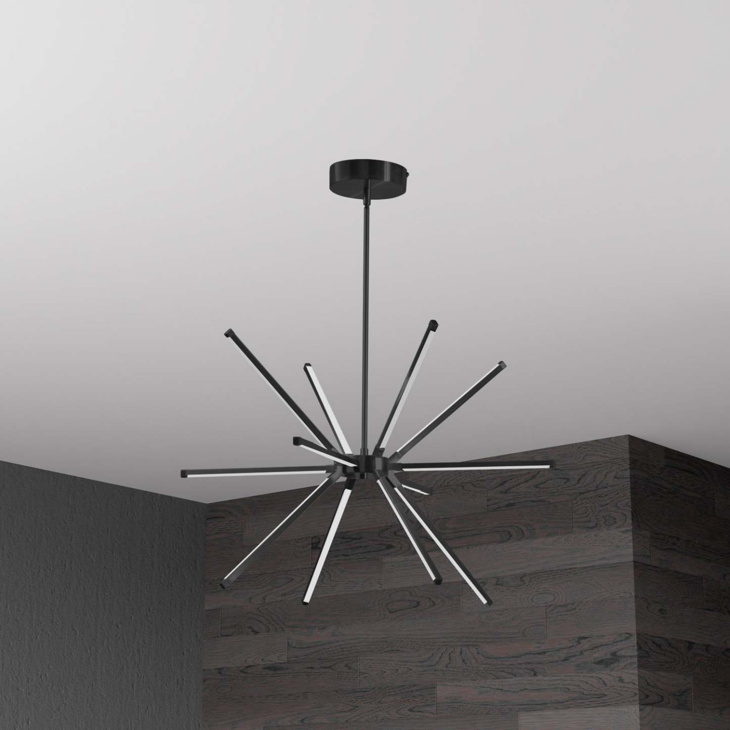 Dainolite Array LED Chandelier 32w Matte Black White Acrylique Diffuseur Lampe|Lustre Array de Dainolite en acrylique blanc qui diffuse la lumière, avec fini noir mat et ampoule à DEL de 32 W