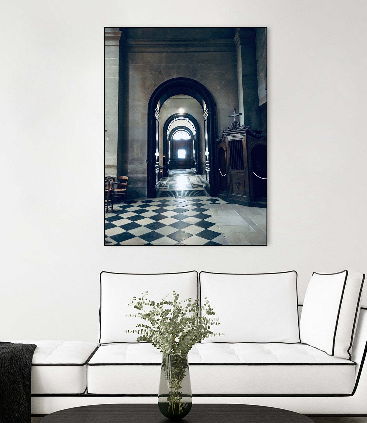 Œuvre d'art murale sur toile encadrée noire « Confessionnel » 24 x 32