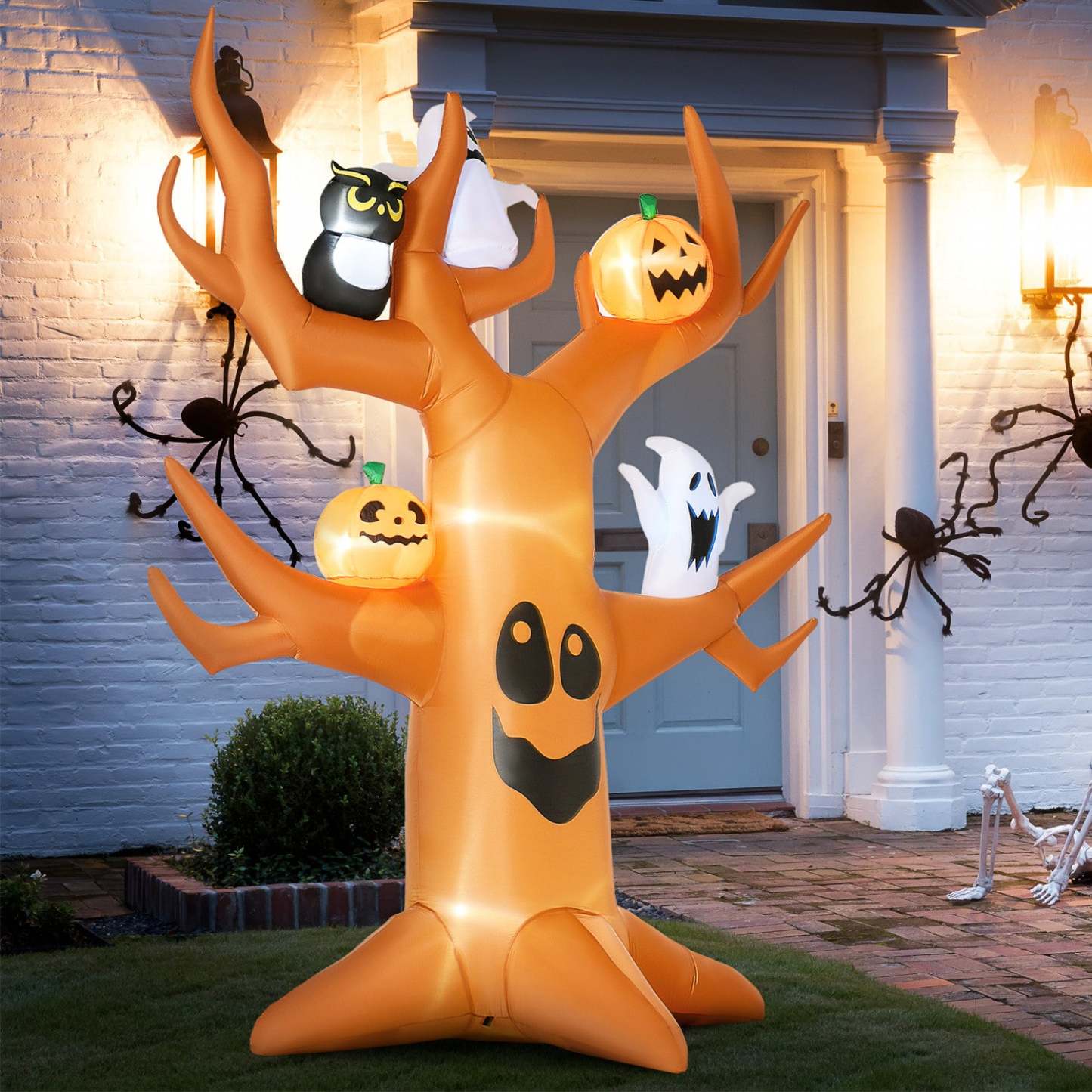 Outsunny 9ft Gonflable Halloween Haunted Pumpkin Tree W/ LEDs|Outsunny Citrouille Hantée d'Halloween Gonflable de 9 Pieds avec LED