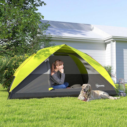 Outsunny Tente de camping pop-up 3-4 personnes, tente dôme imperméable
