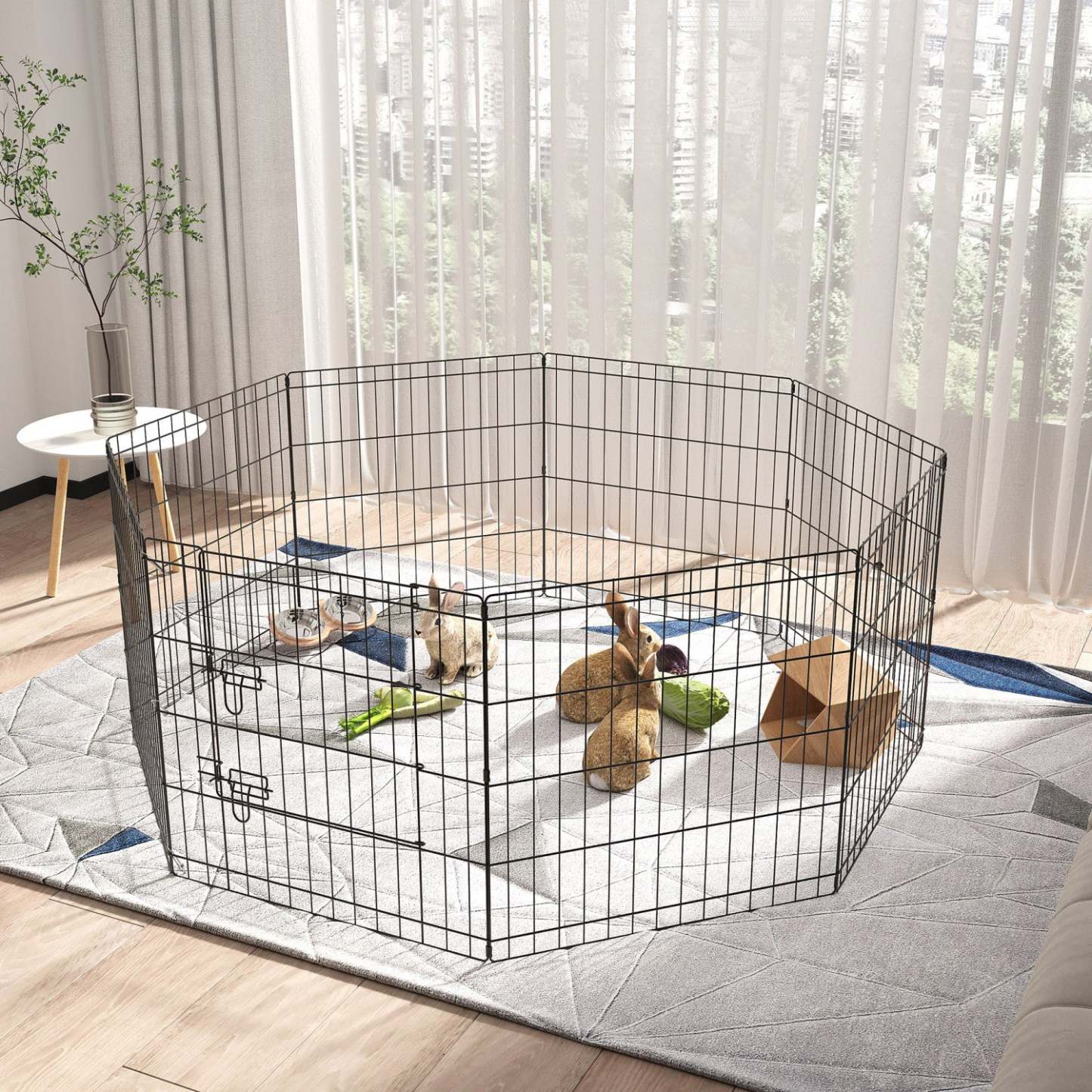 Pawhut 24 Pouces Pliable En Metal Parc D'exercice Pour Animaux De Compagnie Cour Chien Chiot Chenil Cage 8 Panneaux