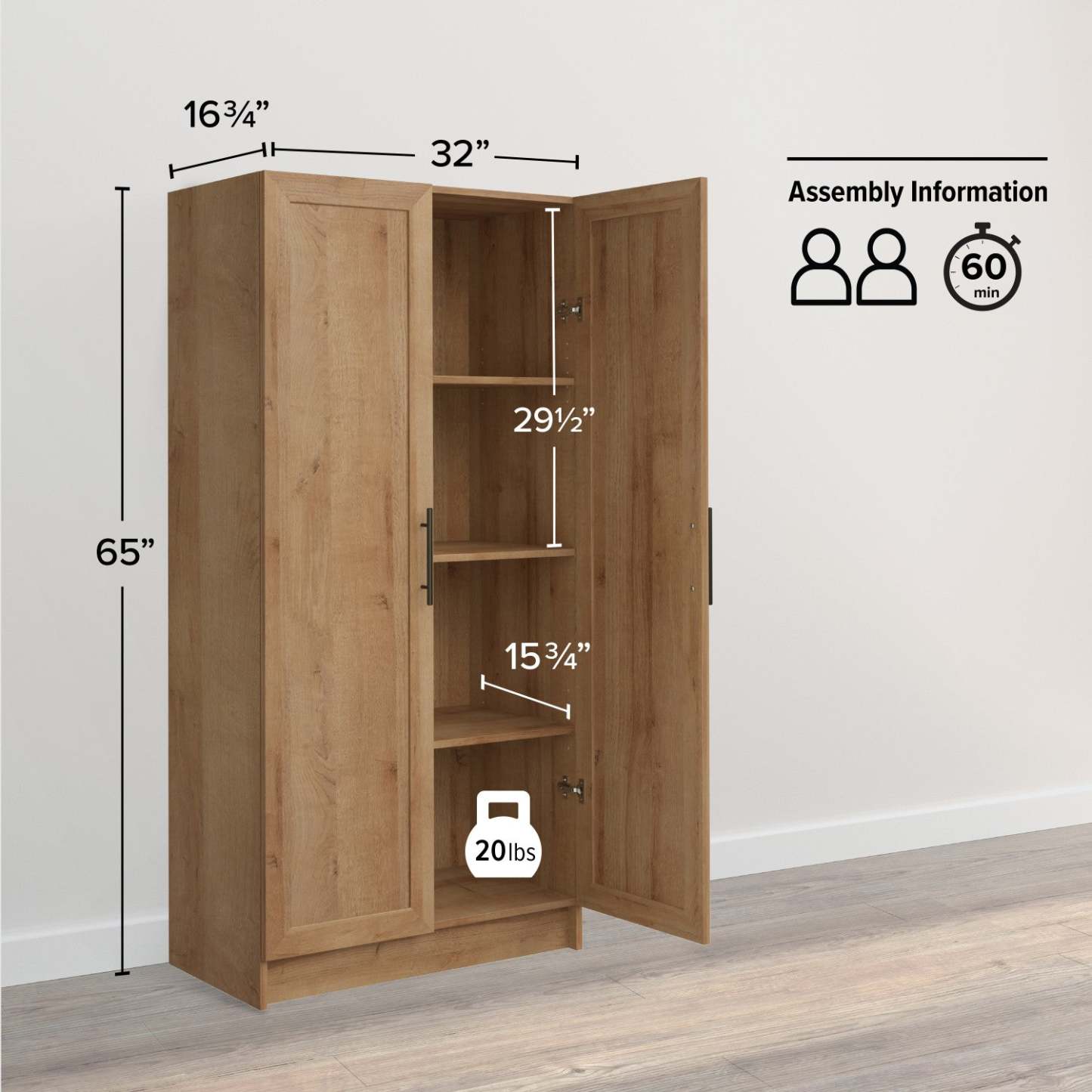 Prepac Elite Storage Cabinet - Chêne naturel|Armoire de rangement Elite de Prepac - chêne naturel