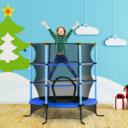 Soozier Trampoline Pour Enfants, Trampoline Pour Enfants De 5pi Avec Filet De Sécurité, Cadre En Acier