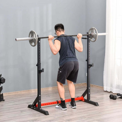 Soozier Support de Squat et Banc de Musculation réglable en Hauteur et en Base en Acier|Soozier Paire de Supports pour Haltères et Bancs de Musculation, en Acier, réglables en Hauteur et en Base
