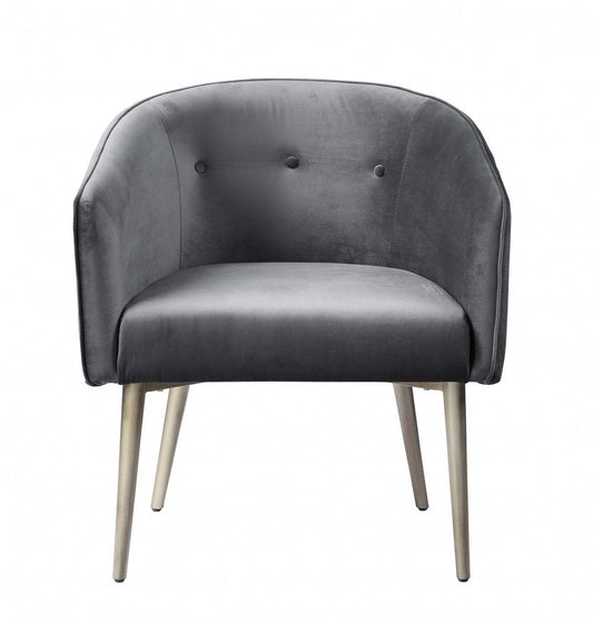 Velma Chaise d'appoint Velours Gris | Chaise D'appoint Velma En Velours Gris