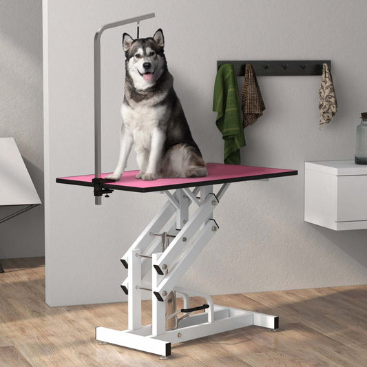 Pawhut Table De Toilettage Pour Chien, Table De Toilettage Professionnelle De Luxe Pour Chiens De Grands Gabarits Z-lift Hydraulique W