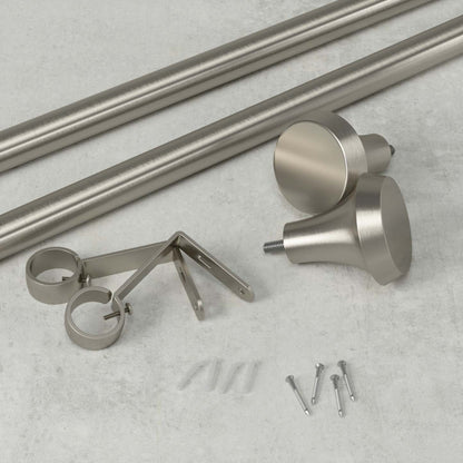 Umbra Tringle à rideau extensible en acier nickel Ella, 1 tringle à rideau - 72-144 | Tringle à rideaux extensible Ella en acier nickel de 1 po - 72 po à 144 po