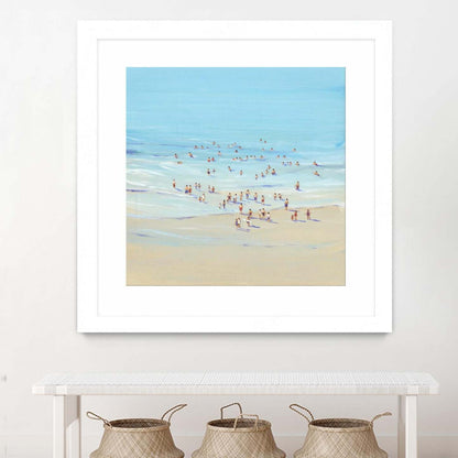 Beach Day I Matted and Framed White 36x36 Wall Art|Œuvre d’art murale encadrée blanche et mate « Beach Day I » 36 x 36