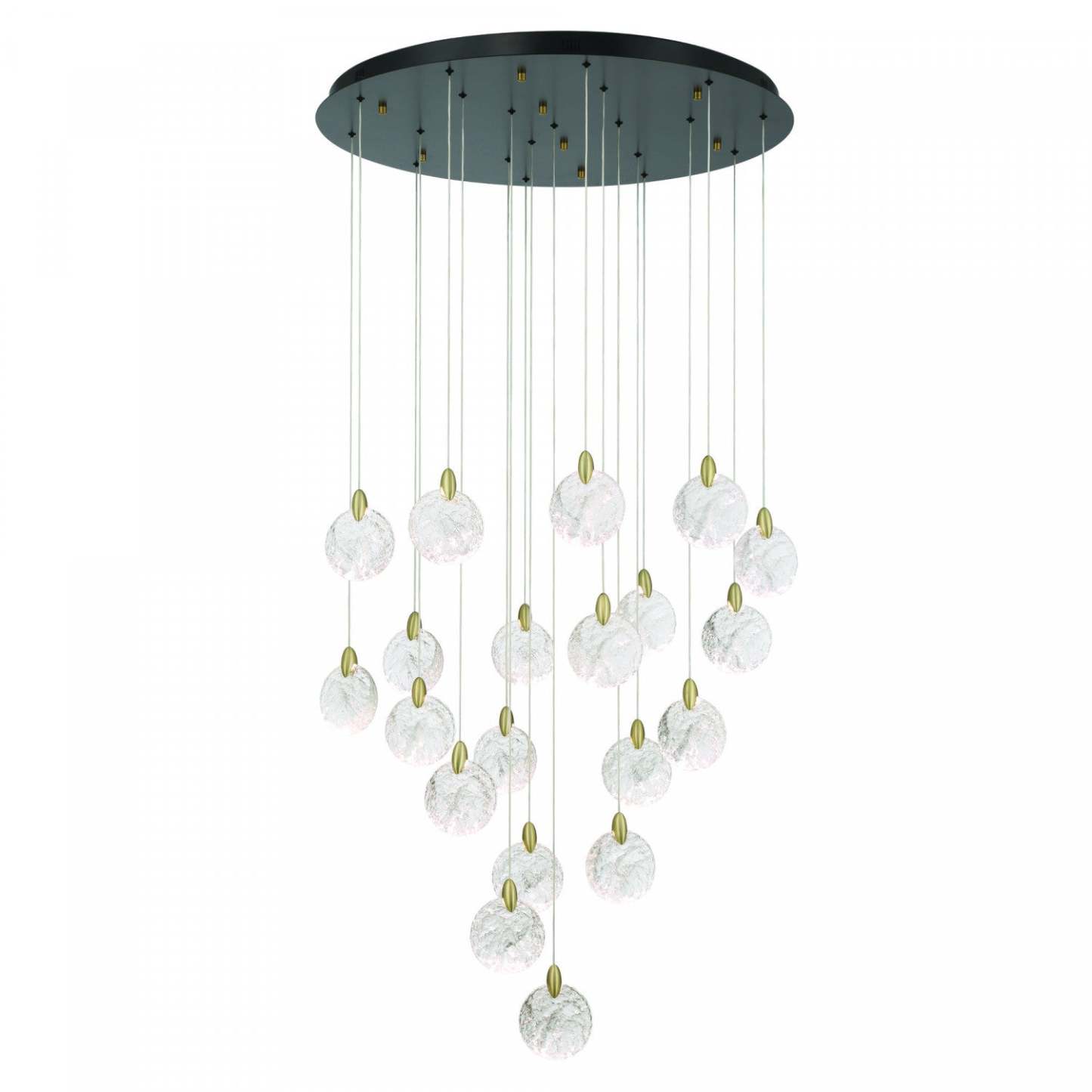 Lustre A 20 lampes A Del Integrees Snowflake, Laiton Satine