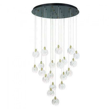 Lustre A 20 lampes A Del Integrees Snowflake, Laiton Satine