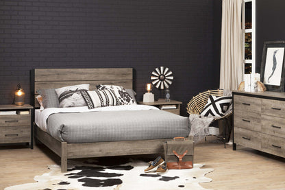 Commode à 6 tiroirs Munich - Chêne patiné et noir mat | Munich Bureau 6 Tiroirs - Chêne vieilli et Noir mat | D83GU1Z7