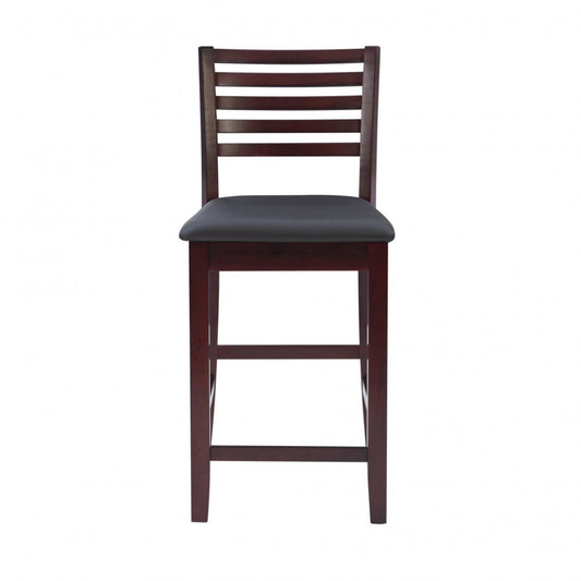 Torino Faux Leather Ladder Back Counter-Height Tabouret - Merlot|Tabouret Torino de hauteur comptoir en similicuir avec dossier en échelle - merlot
