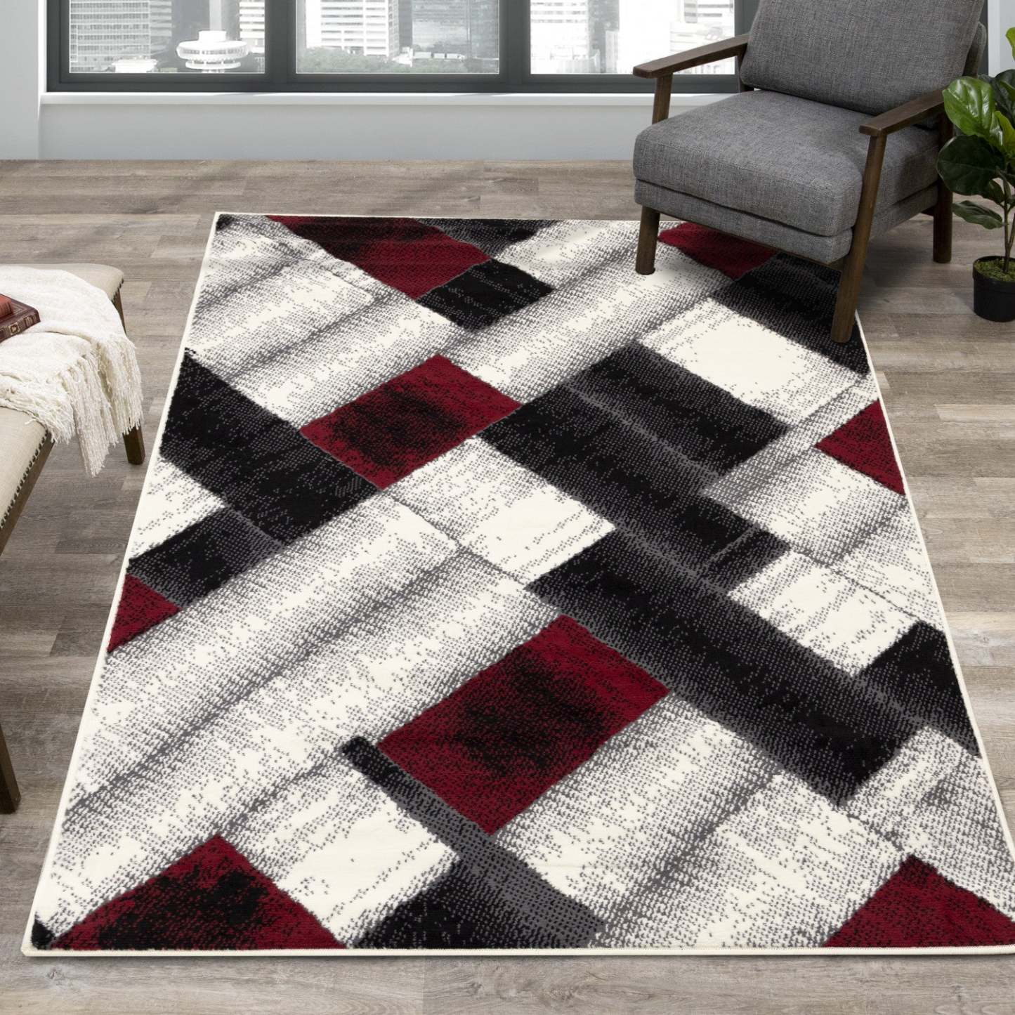 Florence Rectangles Area Rug - 4'7 x 6'7|Tapis Florence à motifs de rectangles - 4 pi 7 po x 6 pi 7 po