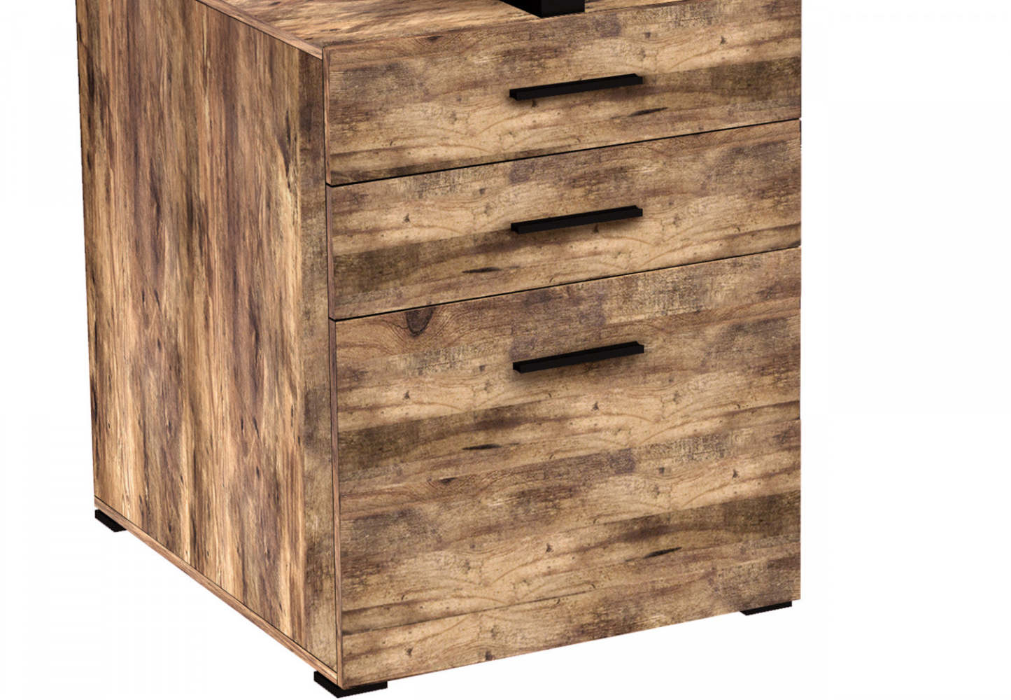 Bureau d'ordinateur 47" avec 3 tiroirs - Bois de récupération brun avec base en métal argenté | Bureau d'ordinateur de 47 po avec 3 tiroirs - bois recyclé brun avec base en métal argenté