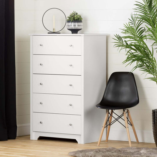 Vito 5-drawer Chest - Pure White | Vito Commode 5 Tiroirs - Blanc Solide