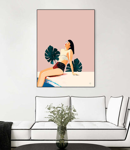 Œuvre d'art murale sur toile encadrée noire « Dimanche » 24 x 32