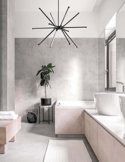 Dainolite Array LED Chandelier 60w Matte Black White Acrylique Diffuseur Lampe|Lustre Array de Dainolite en acrylique blanc qui diffuse la lumière, avec fini noir mat et ampoule à DEL de 60 W