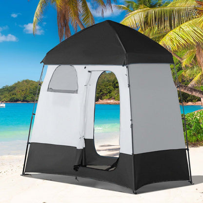 Outsunny Tente De Douche Pop Up, Abri D'intimité Portable Pour 2 Personnes, Cabine De Change Avec 2 Fenêtres, 3