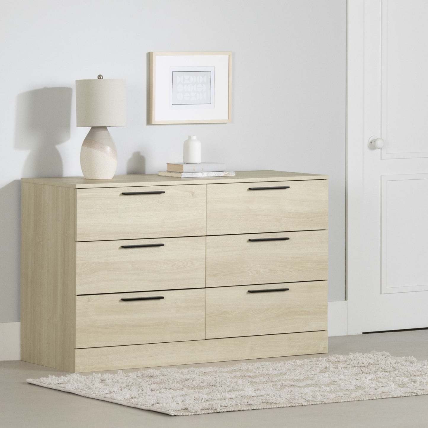 Commode à 6 tiroirs Step One Essential - Chêne blanchi | Commode Step One Essential à 6 tiroirs - chêne blanc