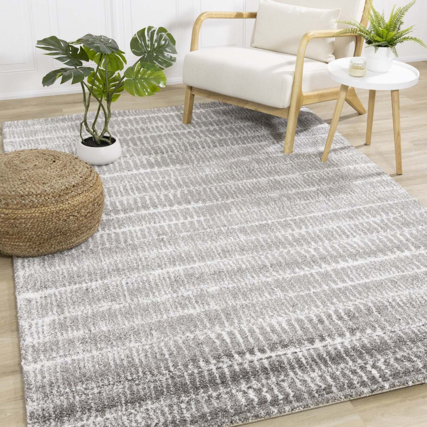 Tapis doux à rangées de rayures - 5'3 x 7'7|Carpette douce à motif de rangées de rayures - 5 pi 3 po x 7 pi 7 po