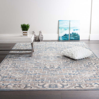 Shi Vin Diamond Blue 4x6 Area Rug|Carpette Shi bleu rétro à motifs de diamants 4 x 6|D80GK8KL