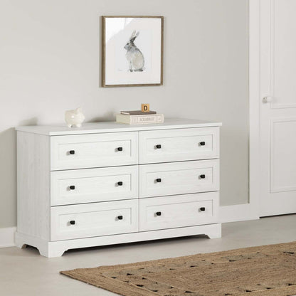 Commode Hazen 6 tiroirs - Pin blanc|Commode Hazen à 6 tiroirs - pin blanc|D83G2OYA