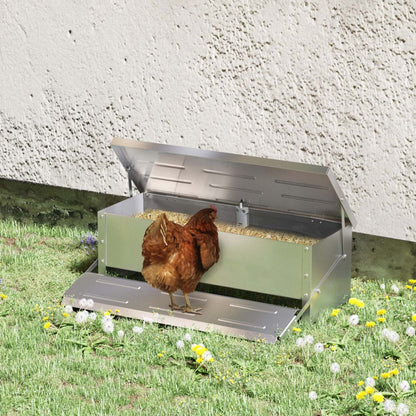 Pawhut Mangeoire Automatique Pour Poulets, Capacité De 22,5 Livres Mangeoire Pour Volailles Avec Treadle Auto-Ouvrant, Résistant Aux Intempéries