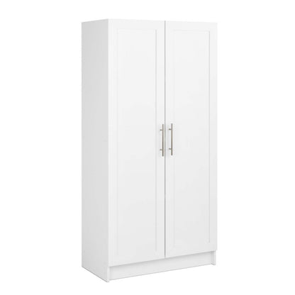 Armoire de rangement Elite Accent avec portes à panneaux et 3 tablettes - Blanc|Armoire d'appoint de rangement Elite avec portes à panneaux et 3 tablettes - blanche