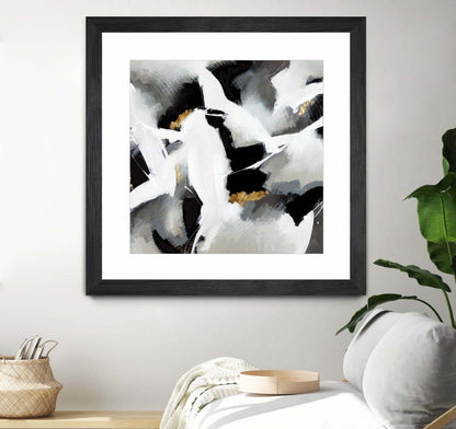 Œuvre d’art murale encadrée noire et mate « Driven To Dig In » 30 x 30