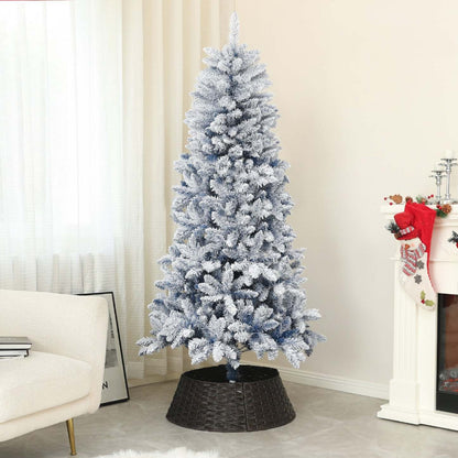 Homcom Arbre De Noël Artificiel De 6 Pi Avec Branches Floconnées De Neige, Charnière|Homcom Arbre De Noël Artificiel De 6 Pi Avec Branches Floconnées De Neige