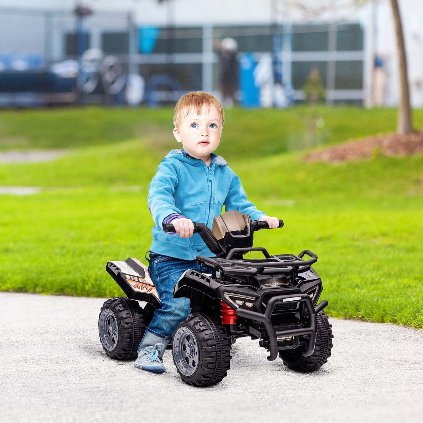 Aosom Kids Powered Ride-On Atv Quad Bike Voiture à quatre roues avec musique, moto alimentée par batterie 6 V | Aosom Voiture À Chevaucher 4 Roues Avec De Vrais Phares De Travail, Moto Alimentée Par Batterie 6 V