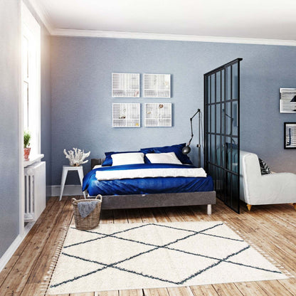 Helma Losange Cream Shag 3'11 X 5'11 Area Rug|Carpette à poils long Helma Losange crème 3 pi 11 po x 5 pi 11 po|D86F9OH6