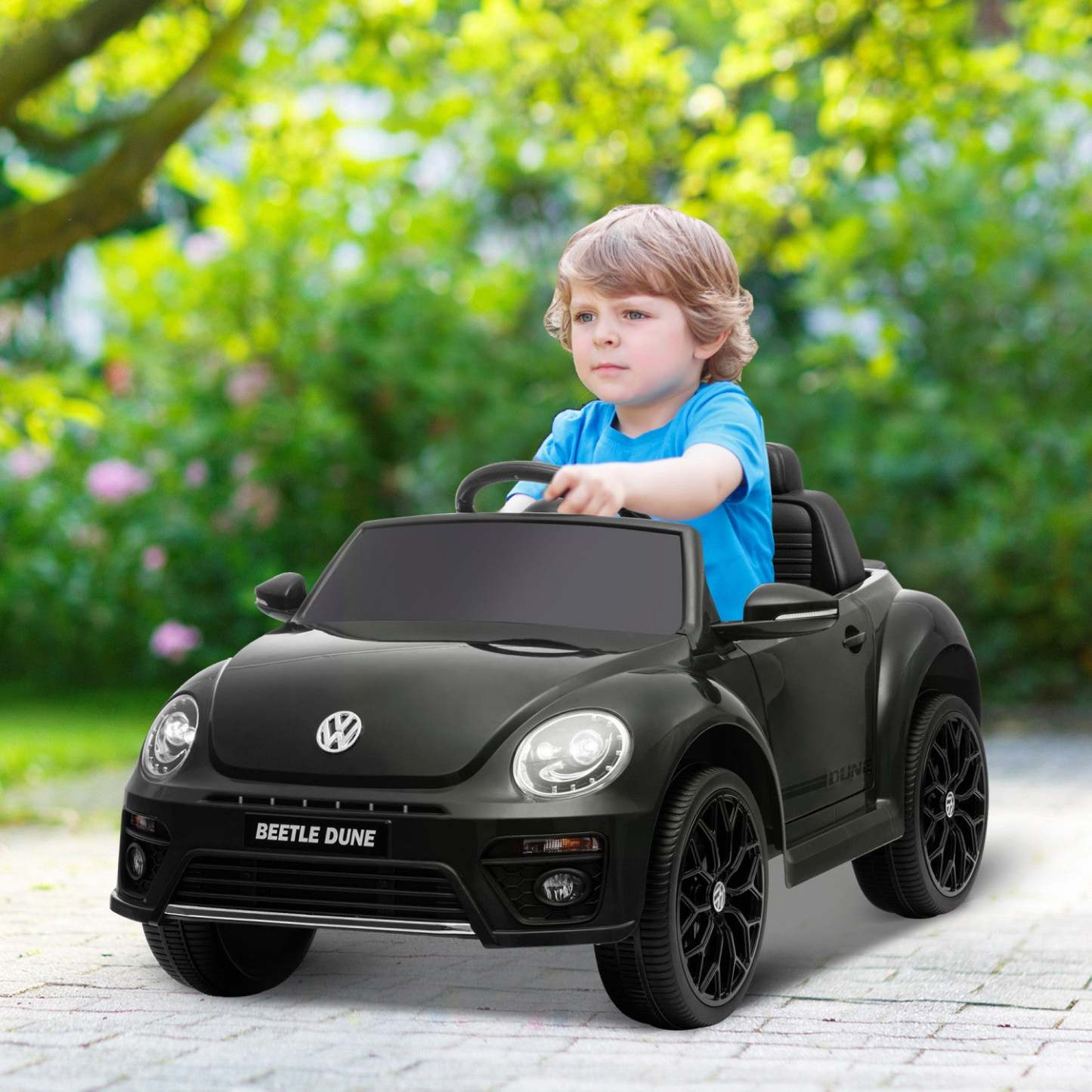 Qaba Voiture Électrique Pour Enfants 12 V, Volkswagen Beetle, Voiture Pour Enfants Alimentée Par Batterie