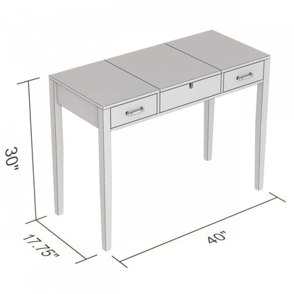 Table console 40" avec 2 tiroirs et 1 miroir rabattable - Blanc | Console de 40 po avec 2 tiroirs et 1 miroir rabattable - blanche