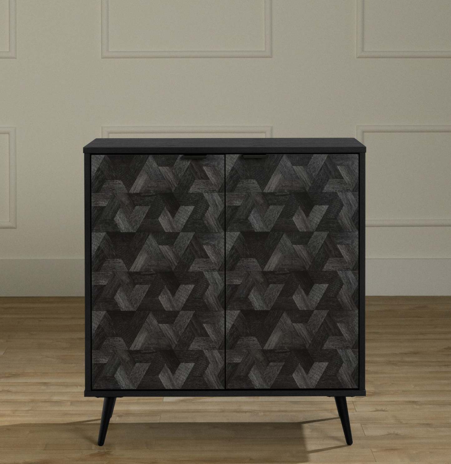 Oxford 2-Door Storage Cabinet - Chêne noir et gris foncé|Armoire de rangement Oxford à 2 portes - chêne noir et gris foncé